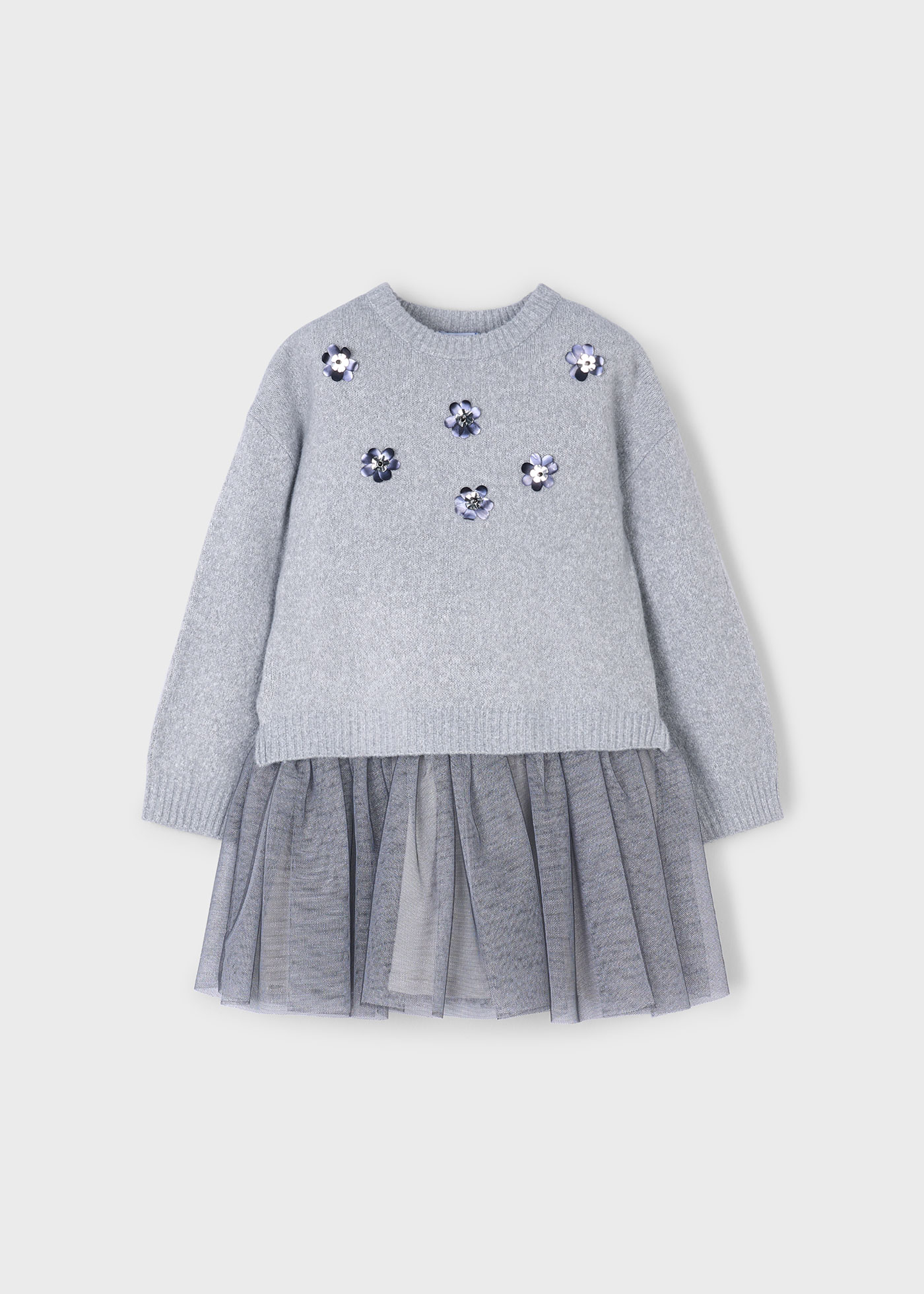 Girl Tulle Knit Dress Silver | Mayoral ®