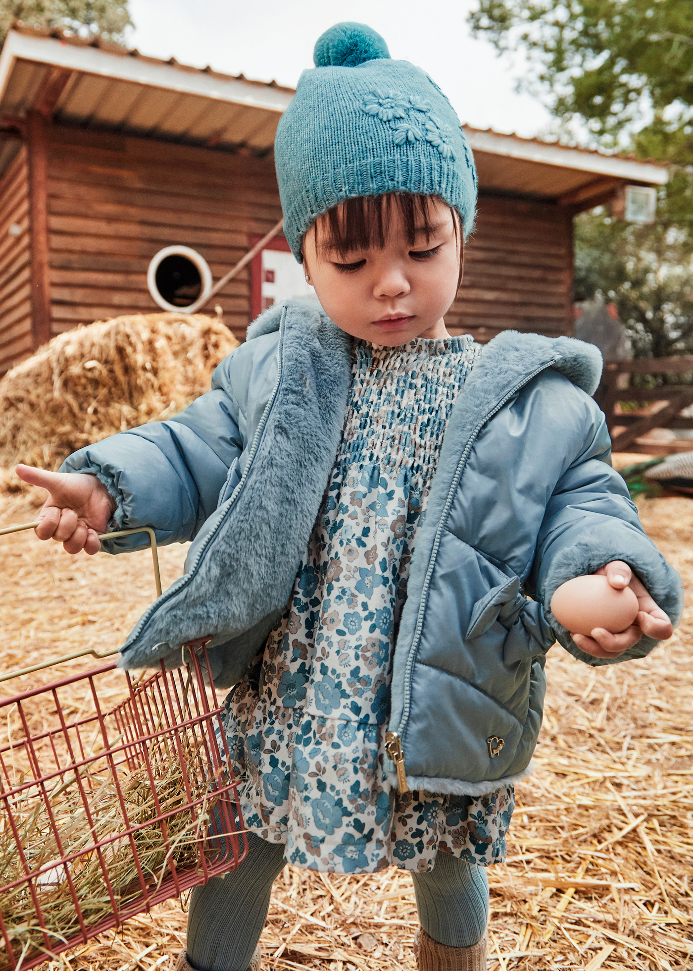 Mayoral Newborn Reversible Faux Sheepskin Coat