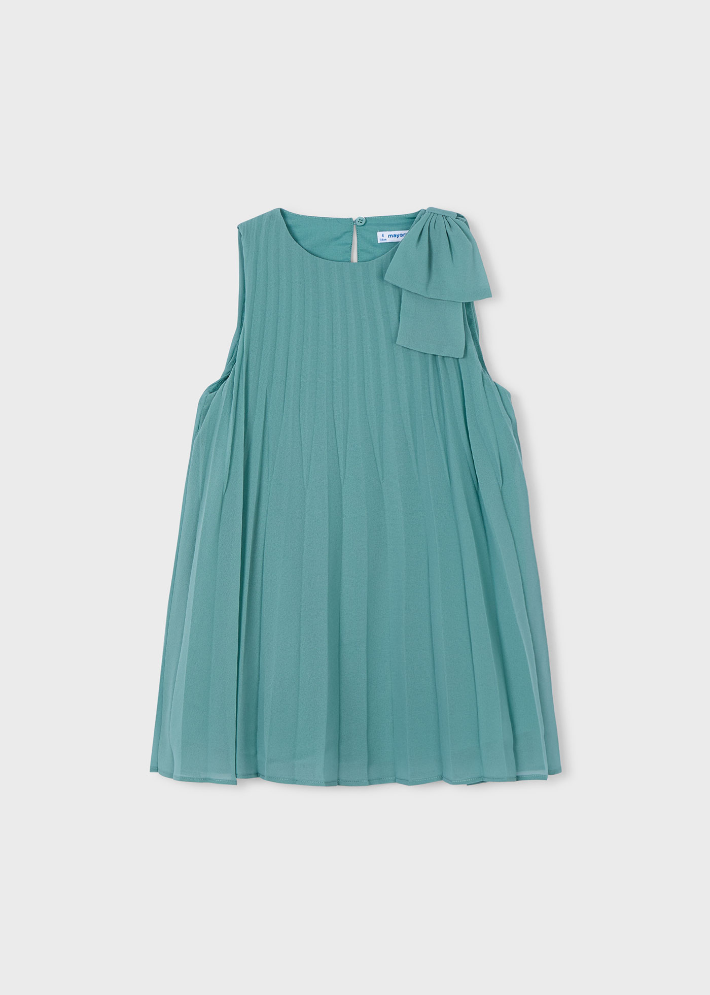 Girl Pleated Dress with Shoulder Bow Mint | Mayoral