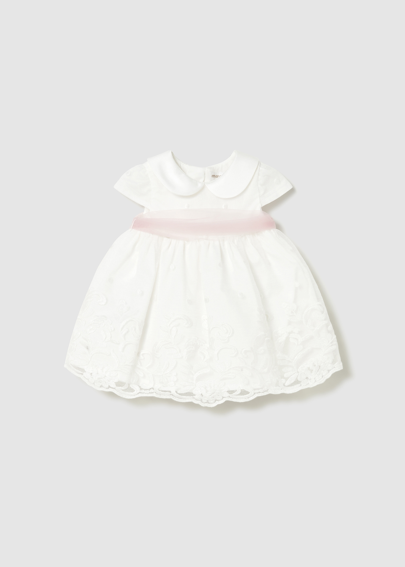 Newborn girl's formal dress with sash Cream | Mayoral