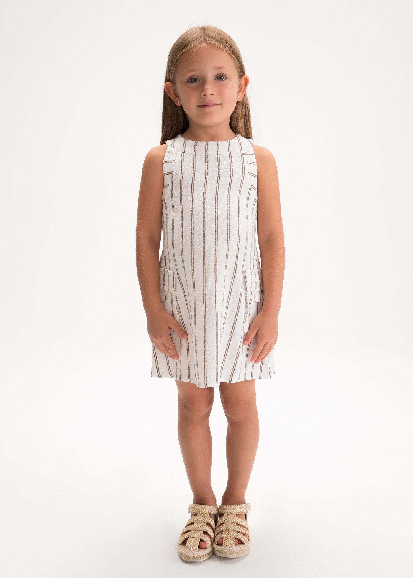 Girl Striped Dress Beige | Mayoral