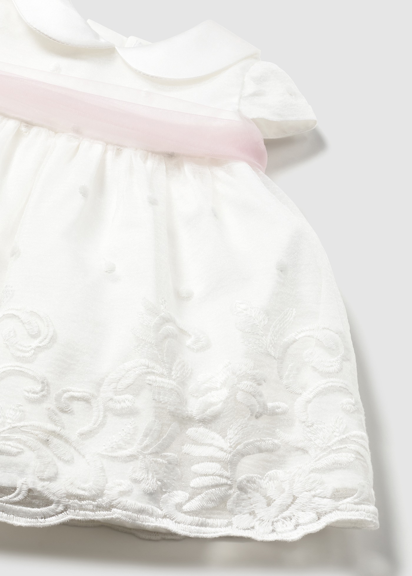 Newborn girl's formal dress with sash Cream | Mayoral