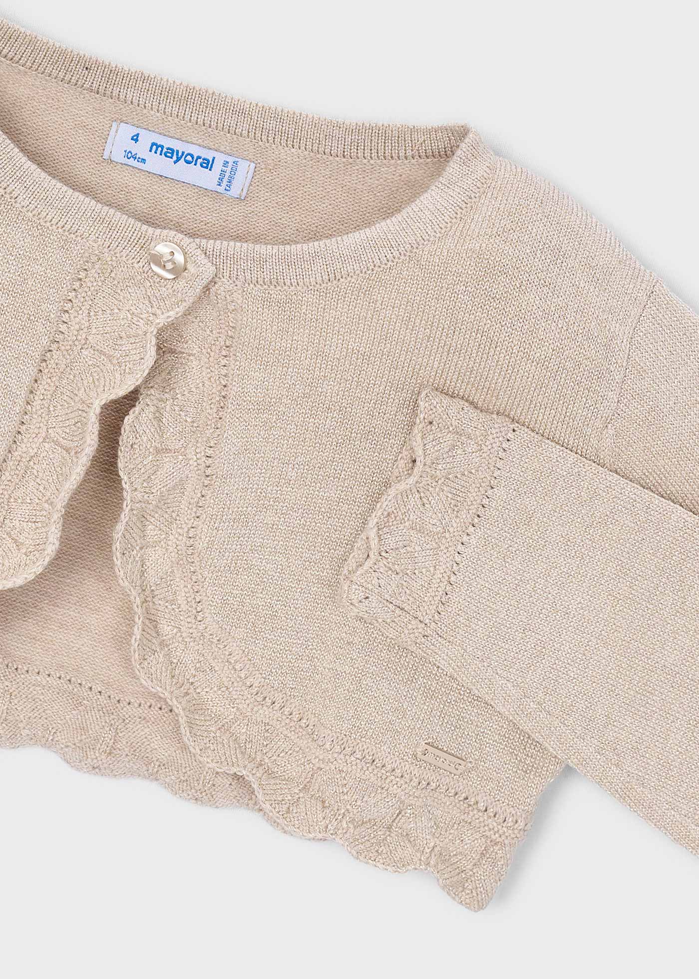 Girls basic bolero knitted cardigan Heathered hazelnut | Mayoral ®