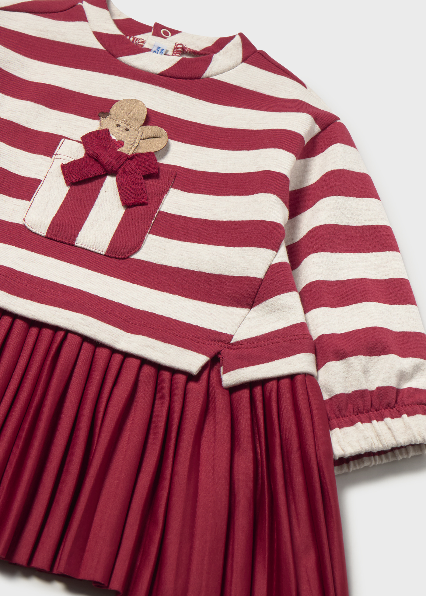 Mayoral-Younger Girls Red & Ivory Striped Dress