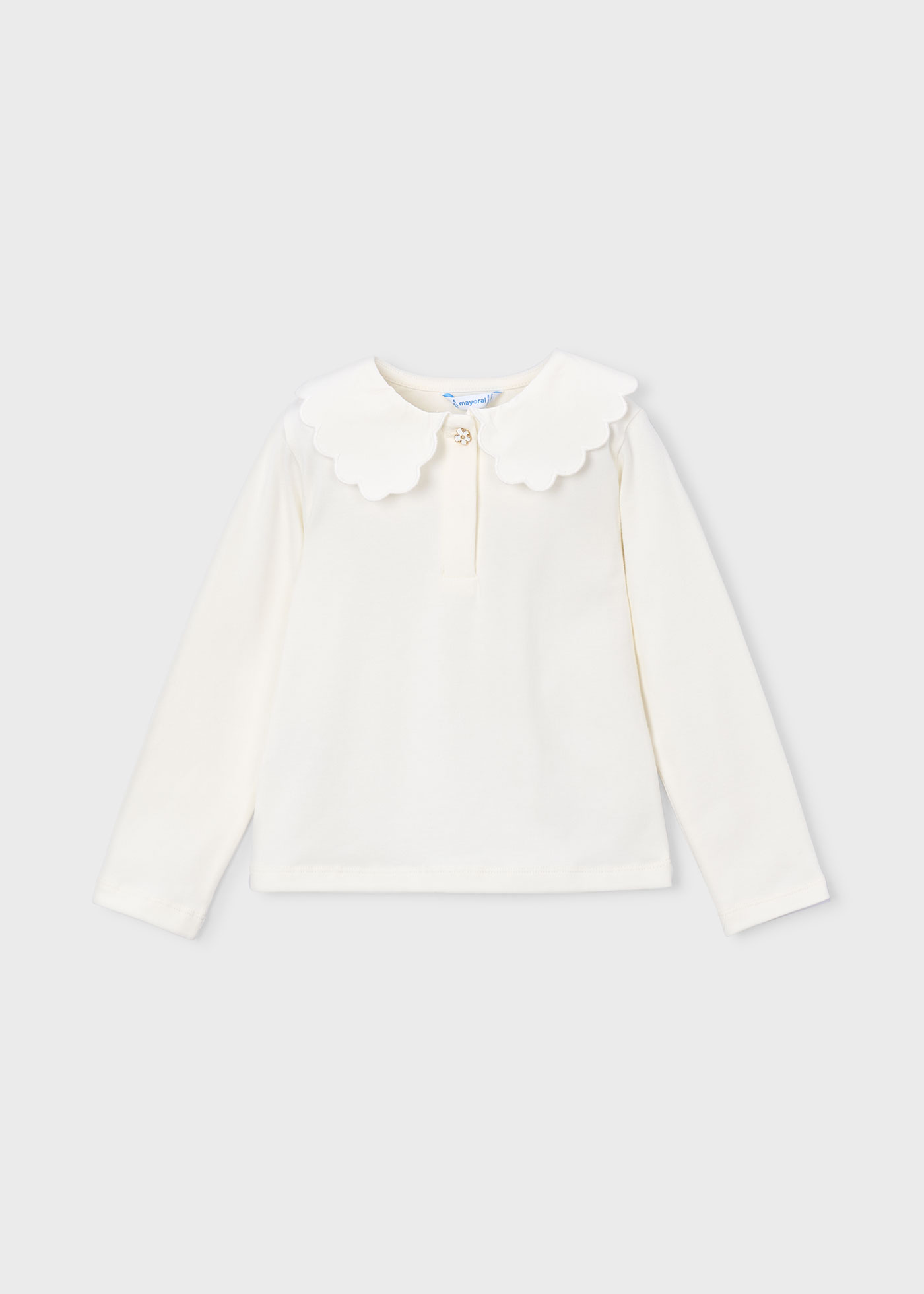 Girl Scalloped Collar Polo Shirt Natural | Mayoral ®